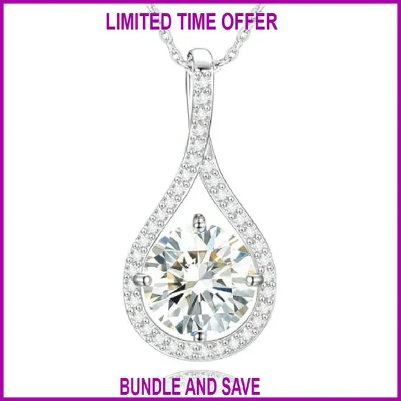 Sterling Silver Moissanite Pendant Necklace 0.5-6.0CT Anniversary Gift